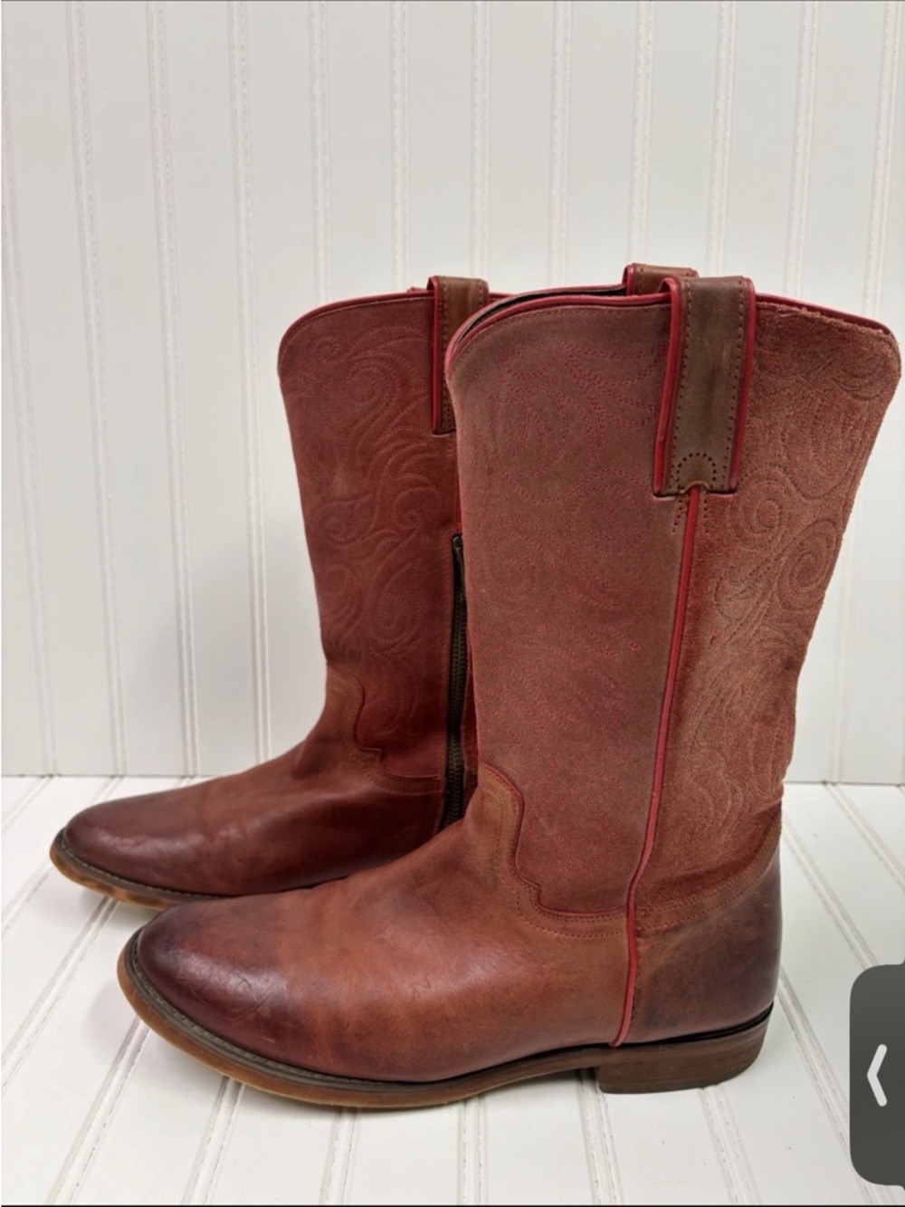 Reba Red Suede Western Zip Boots